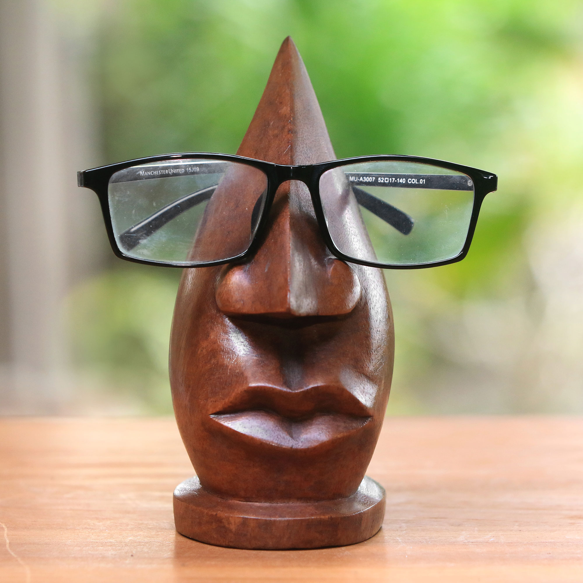 Batik Nose Wood Eyeglasses Holder Sculpture World Menagerie