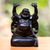 Wood sculpture, 'Delighted Buddha' - Dark Brown Suar Wood Buddha Sculpture from Bali thumbail