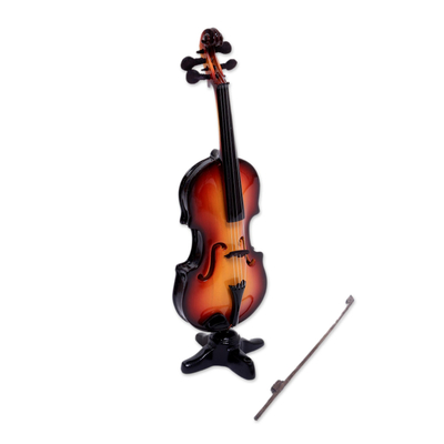 Holzminiatur-Ziervioline 'Virtuoso' - Javanische devorative Mini-Violine aus Mahagoniholz