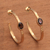 Gold plated smoky quartz half-hoop earrings, 'Paradox' - 18k Gold Plated Quartz Hammered Half-Hoop Earrings (image 2) thumbail