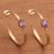 Gold plated amethyst half-hoop earrings, 'Paradox' - 18k Gold Plated Amethyst Hammered Half-Hoop Earrings