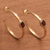 Gold plated garnet half-hoop earrings, 'Paradox' - 18k Gold Plated Garnet Hammered Half-Hoop Earrings (image 2) thumbail