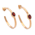 Gold plated garnet half-hoop earrings, 'Paradox' - 18k Gold Plated Garnet Hammered Half-Hoop Earrings thumbail