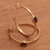Gold plated garnet half-hoop earrings, 'Paradox' - 18k Gold Plated Garnet Hammered Half-Hoop Earrings (image 2b) thumbail