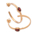 Gold plated garnet half-hoop earrings, 'Paradox' - 18k Gold Plated Garnet Hammered Half-Hoop Earrings (image 2e) thumbail