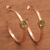 Rose gold plated peridot half-hoop earrings, 'Paradox' - Hammered Rose Gold Plated and Peridot Half-Hoop Earrings thumbail