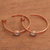 Rose gold plated blue topaz half hoop earrings, 'Paradox' - Rose Gold Plated Blue Topaz Hammered Half Hoop Earrings (image 2b) thumbail