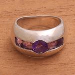 Amethyst cocktail ring, 'Wink' - Sterling Silver Amethyst Minimalist Design Cocktail Ring