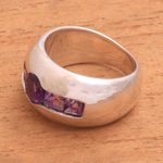 Amethyst cocktail ring, 'Wink' - Sterling Silver Amethyst Minimalist Design Cocktail Ring