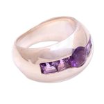 Amethyst cocktail ring, 'Wink' - Sterling Silver Amethyst Minimalist Design Cocktail Ring