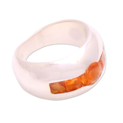 Citrine cocktail ring, 'Wink' - Citrine Sterling Silver Cocktail Ring with Minimalist Design