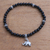Onyx beaded stretch bracelet, 'Elephant Dangle' - Onyx Elephant Beaded Stretch Bracelet from Bali