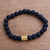 Men's gold accented lava stone beaded stretch bracelet, 'Batur Pebbles' - Men's Gold Accent Lava Stone Beaded Stretch Bracelet thumbail