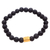 Men's gold accented lava stone beaded stretch bracelet, 'Batur Pebbles' - Men's Gold Accent Lava Stone Beaded Stretch Bracelet