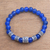 Agate beaded stretch bracelet, 'Complete' - Blue Agate Beaded Stretch Bracelet from Bali thumbail