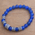 Agate beaded stretch bracelet, 'Complete' - Blue Agate Beaded Stretch Bracelet from Bali