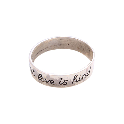 Sterling silver band ring, 'What Love Is' - Romantic Sterling Silver Band Ring from Bali