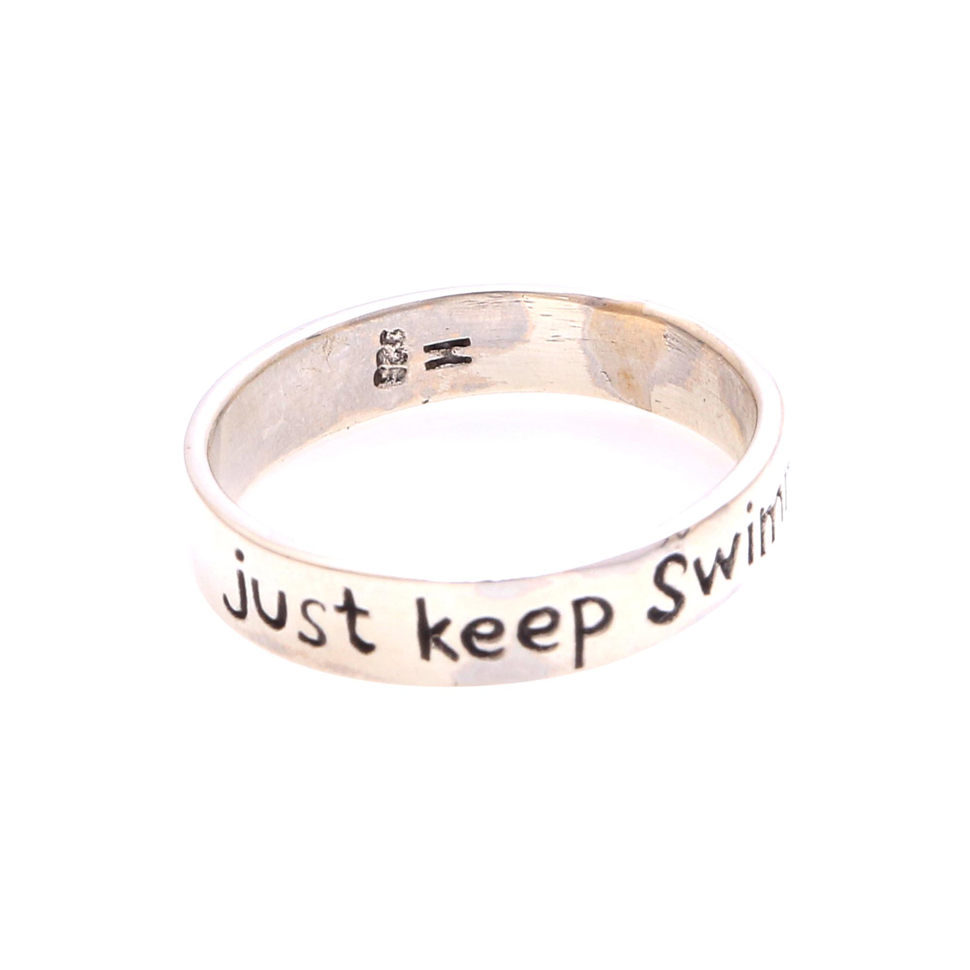 Inspirational Sterling Silver Band Ring from Bali - Just Keep Swimming ...
