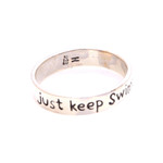 Sterling silver band ring, 'Just Keep Swimming' - Inspirational Sterling Silver Band Ring from Bali