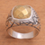 Men's sterling silver ring, 'Stony Path' - Men's Sterling Silver and Brass Ring from Bali (image 2) thumbail