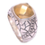Men's sterling silver ring, 'Stony Path' - Men's Sterling Silver and Brass Ring from Bali