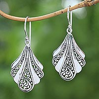 Sterling silver dangle earrings, 'Vine Shells' - Sterling Silver Shell Dangle Earrings from Bali