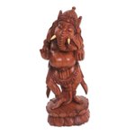 Wood sculpture, 'Wonderful Ganesha' - Wood Sculpture of Ganesha on a Lotus Flower from Bali