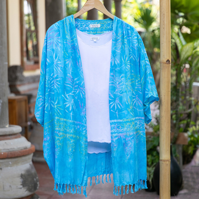 Batik rayon kimono jacket, Under the Palms