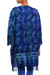 Batik rayon kimono jacket, 'Denpasar Lady in Blue' - Leaf Motif Batik Rayon Kimono Jacket in Blue from Bali