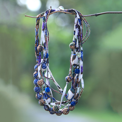Halskette aus Batik-Baumwollsträngen - Bunte Batik-Baumwollstrang-Halskette aus Java