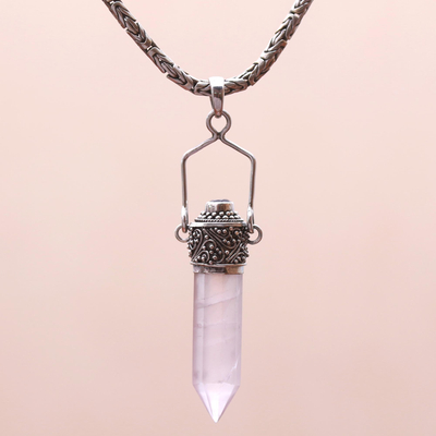 Quartz and amethyst pendant necklace, Precious Amulet