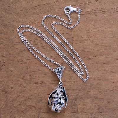 Sterling silver pendant necklace, 'Great Beginnings' - Sterling Silver Teardrop-Shape Seed Cluster Pendant Necklace