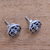 Sterling silver stud earrings, 'Lotus Kingdom' - Handcrafted Round Sterling Silver Lotus Flower Stud Earrings (image 2b) thumbail