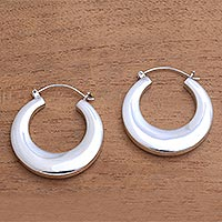 Sterling Silver Hoop Earrings Crafted in Bali,'Bold Glamour'