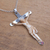 Garnet pendant necklace, 'INRI Crucifix' - Garnet and Bone Crucifix Pendant Necklace from Bali (image 2c) thumbail