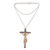 Garnet pendant necklace, 'INRI Crucifix' - Garnet and Bone Crucifix Pendant Necklace from Bali (image 2d) thumbail