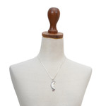 Garnet and bone pendant necklace, 'Natural Moonlight' - Garnet and Bone Crescent Moon Pendant Necklace from Bali