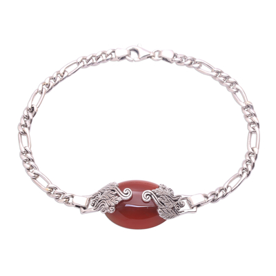 Carnelian pendant bracelet, 'Growing in the Morning' - Carnelian Pendant Bracelet from Bali