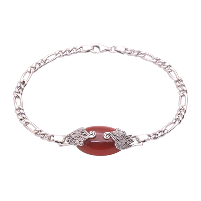 Carnelian pendant bracelet, 'Growing in the Morning' - Carnelian Pendant Bracelet from Bali