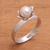 Cultured pearl solitaire ring, 'Blooming Light' - Floral Cultured Pearl Cocktail Ring from Bali