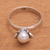 Cultured pearl solitaire ring, 'Blooming Light' - Floral Cultured Pearl Cocktail Ring from Bali
