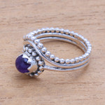 Amethyst cocktail ring, 'Enshrined' - Dot Motif Amethyst Cocktail Ring from Bali