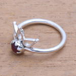 Garnet cocktail ring, 'Lotus Crown' - Crown Motif Garnet Cocktail Ring from Bali