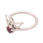 Garnet cocktail ring, 'Lotus Crown' - Crown Motif Garnet Cocktail Ring from Bali