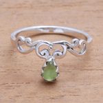Peridot band ring, 'Lovely Vines' - Spiral Motif Peridot Band Ring from Bali