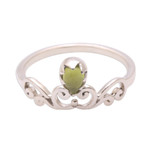 Peridot band ring, 'Lovely Vines' - Spiral Motif Peridot Band Ring from Bali