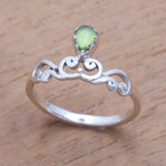 Peridot band ring, 'Lovely Vines' - Spiral Motif Peridot Band Ring from Bali