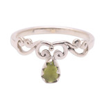 Peridot band ring, 'Lovely Vines' - Spiral Motif Peridot Band Ring from Bali
