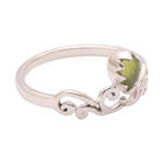 Peridot band ring, 'Lovely Vines' - Spiral Motif Peridot Band Ring from Bali