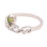 Peridot band ring, 'Lovely Vines' - Spiral Motif Peridot Band Ring from Bali